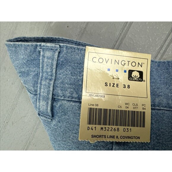 Covington Size 38 Mens Shorts Cotton Denim Ghambray Pleated Front Med Wa… - Picture 3 of 4